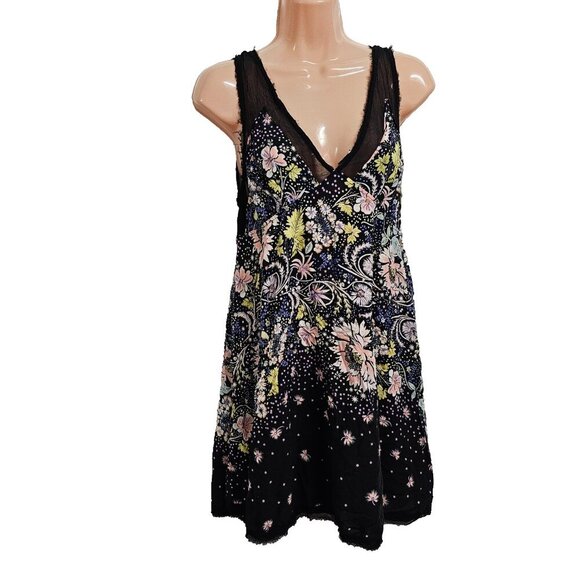 Free People Intimately Free Longwood Printed Slip Dress Size M Black - Picture 3 of 15